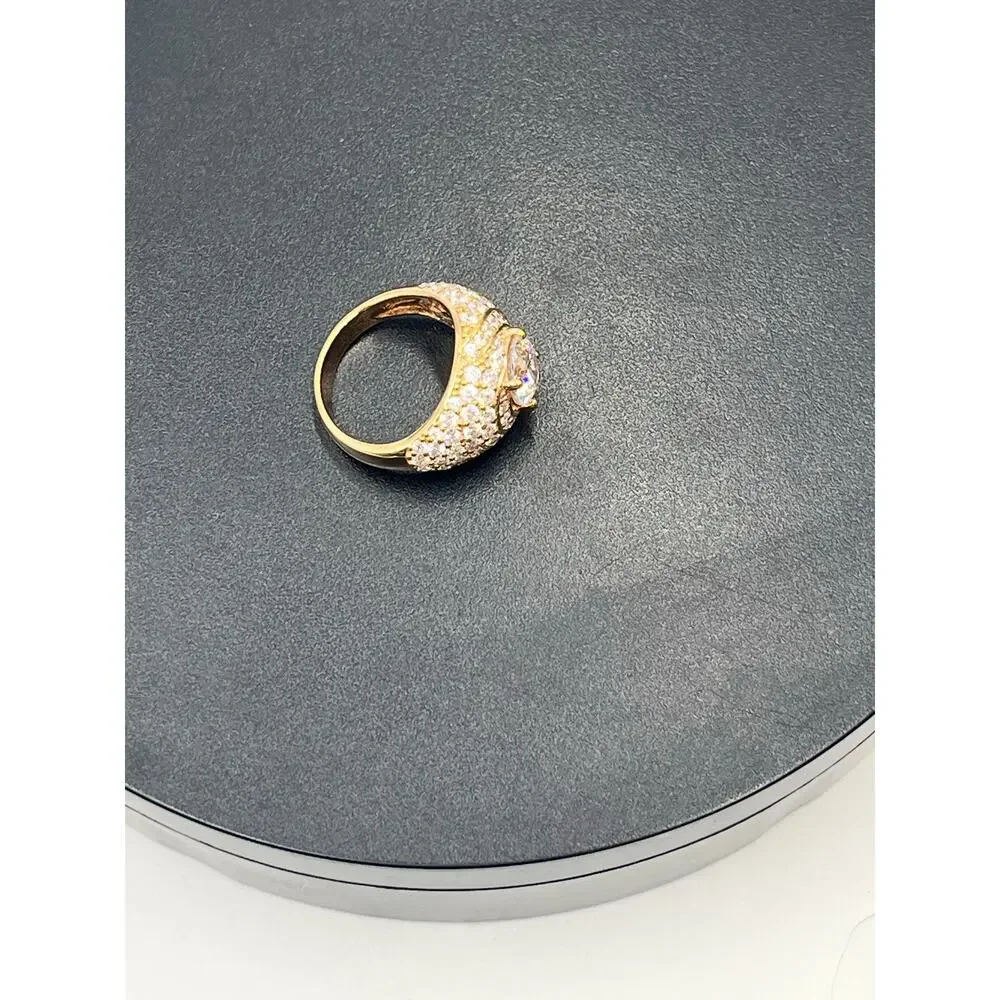 Vietnam 925 Rose Gold Plated 1.25 ct Blue Topaz CZ Cocktail Ring Sz‎ 7.75 - 7.8g